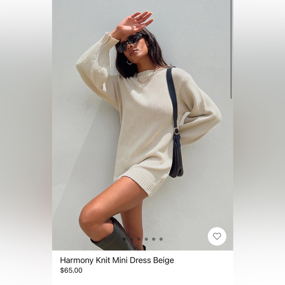Harmony beige dress sweater long sleeve